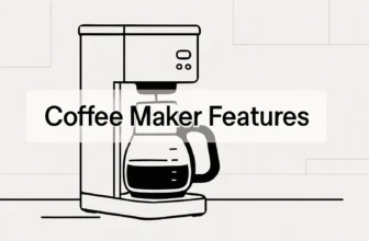 Illustration of a drip coffee maker labeled with coffee maker features.