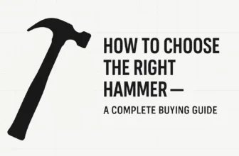 Minimal black and white hammer illustration with the title How to Choose the Right Hammer complete buying guide